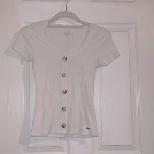 Shirt white with buttons down middle